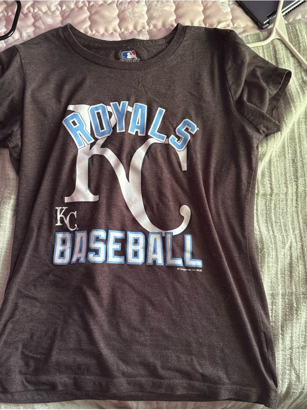 Genuine Merchandise Black KC Royals Baseball Tee with Blue and White Logo